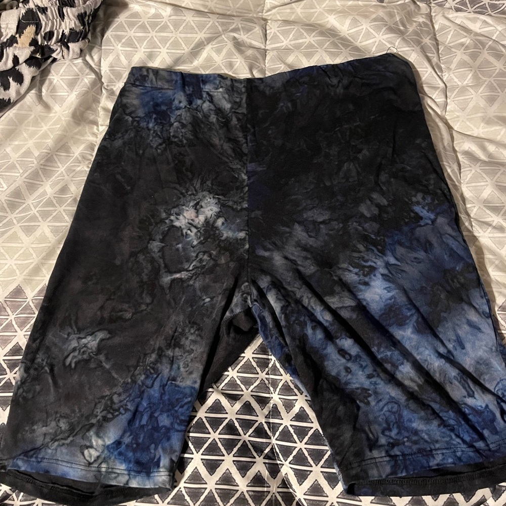 Tie-Dye Black and Blue Shorts